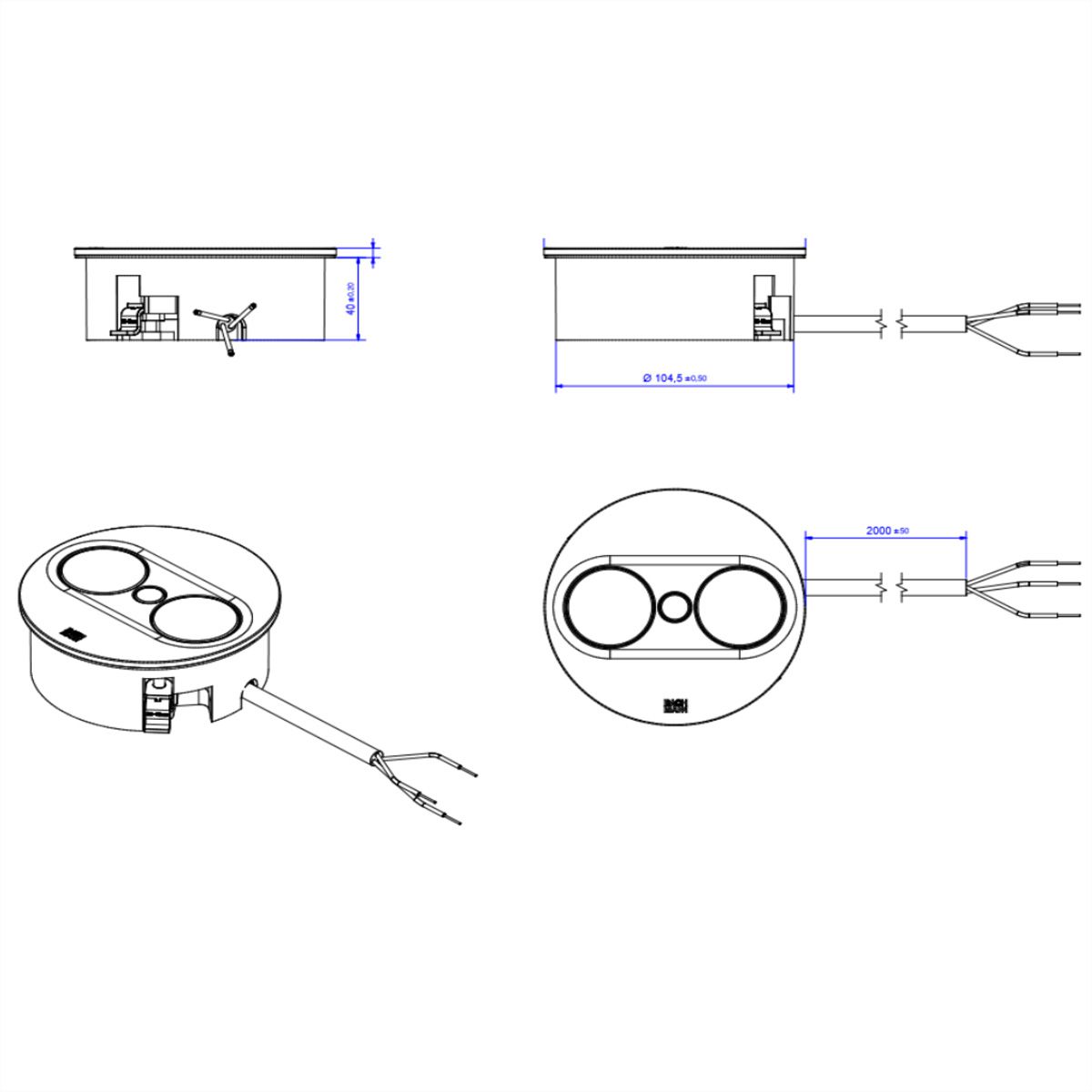 BACHMANN TWIST2 2xUTE 2,0m AEH RAL9005 30GE rund