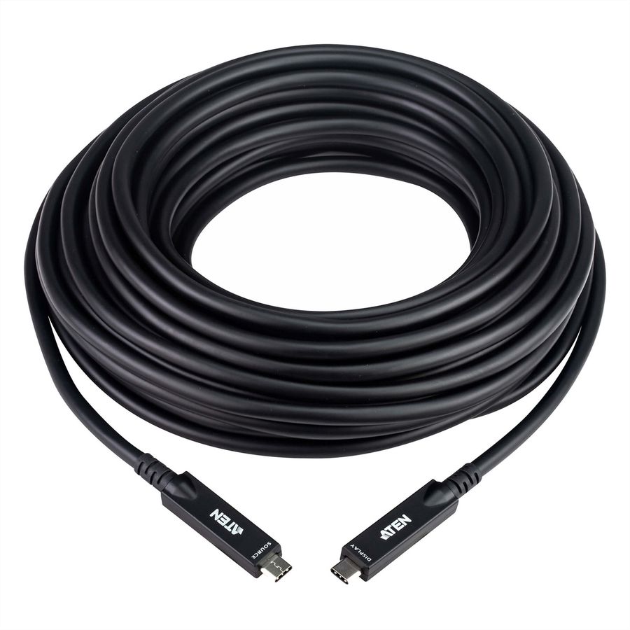 ATEN UE3415F aktives optisches Ultra HD-Kabel mit USB-C, schwarz, 15 m