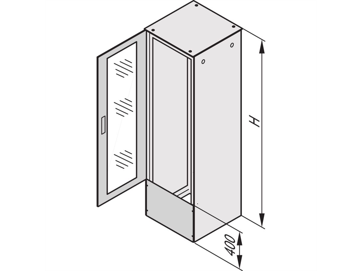 SCHROFF Anschlussplatte für verkürzte Türen /Rückwände, geschlossen, IP 55 - AN.PLATTE IP55 400H600B 7035