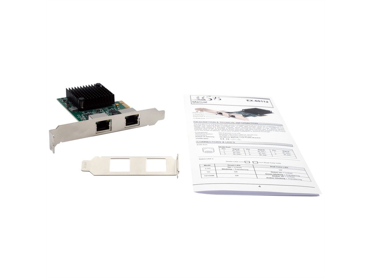 EXSYS EX-60112 2-Port 2.5Gigabit PCIe Netzwerkkarte