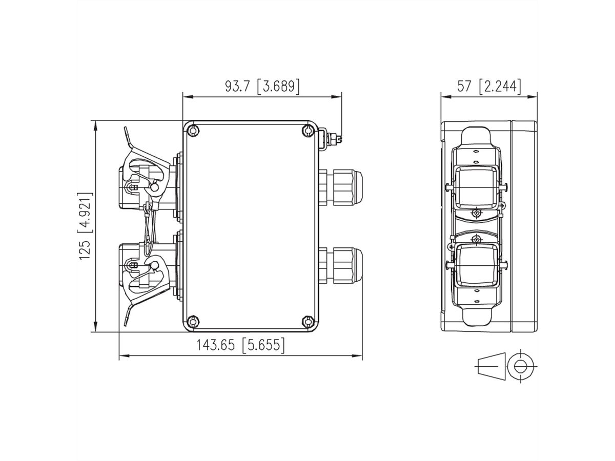 METZ CONNECT E-DAT Industry IP67 V5 2 Port  metal outlet