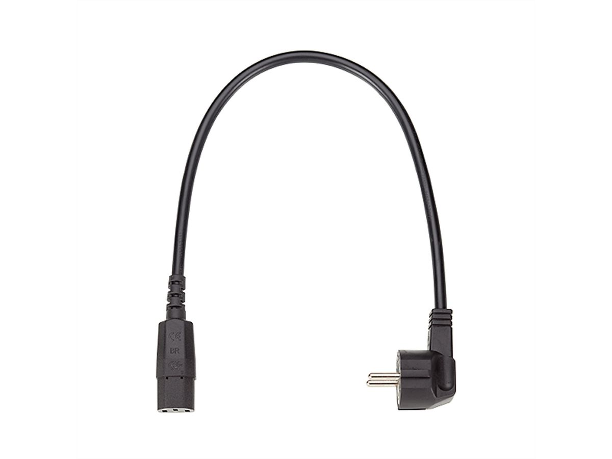 BACHMANN Netzkabel, gerade IEC-Buchse, H05VV-f 3G 1,5mm², schwarz, 2 m