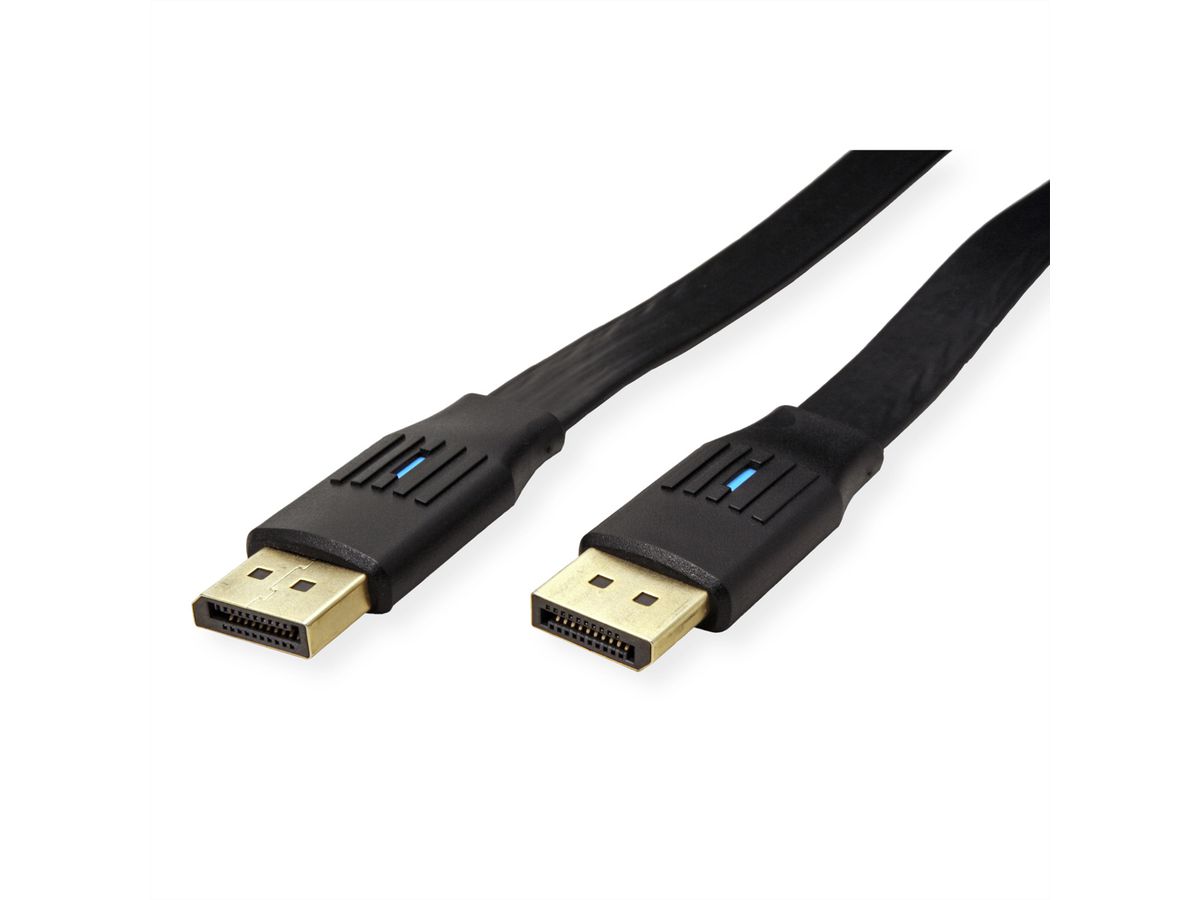 VALUE DisplayPort Kabel, v1.4, flach, DP ST/ST, schwarz, 1 m