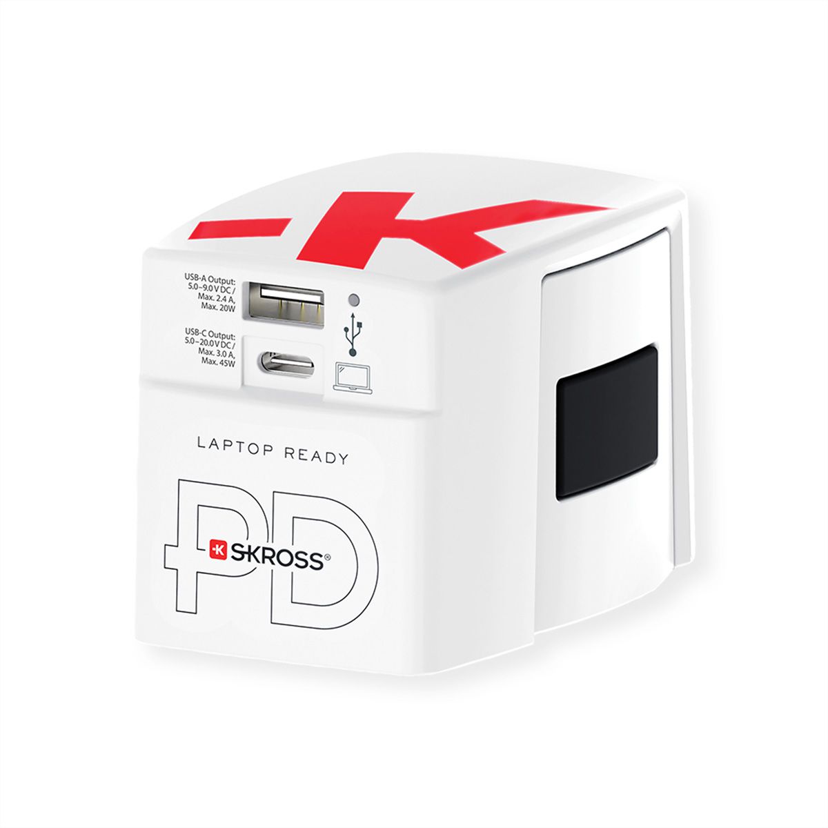 Skross World USB Charger A/C 45PD mit USB-C Kabel, Weltweit