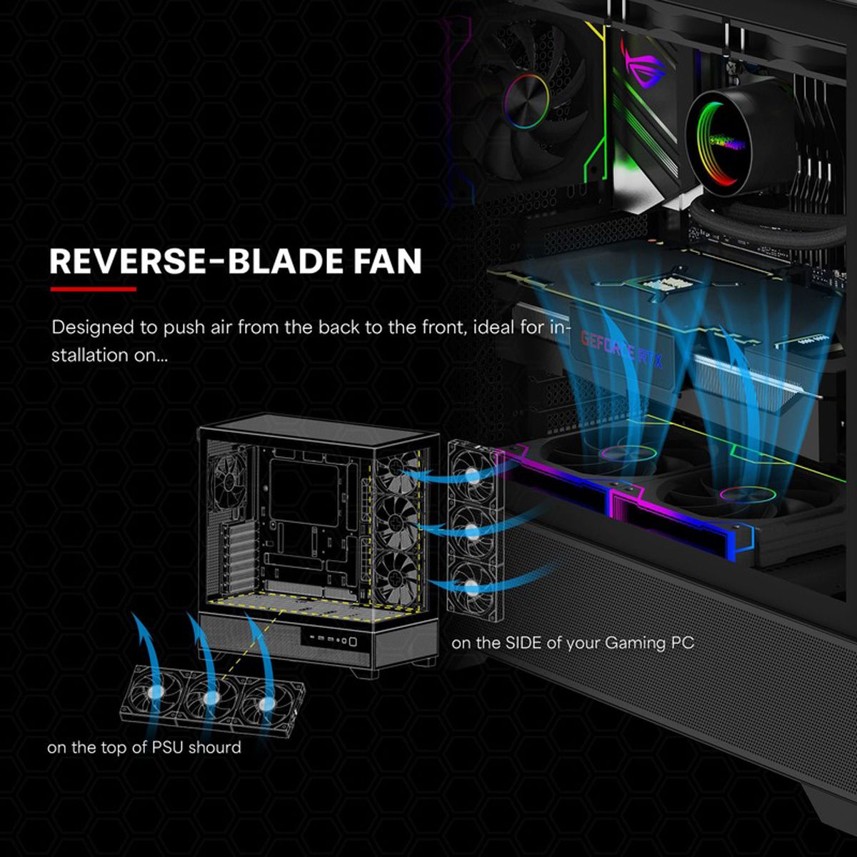 XILENCE Gaming Series XF073 ARGB Lüfter 3er Pack, XPF360R.ARGB Reverse Fan Design