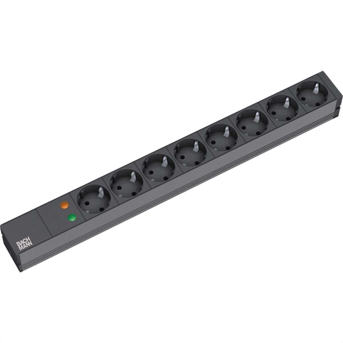 BACHMANN 19" Steckdosenleiste 8-fach mit ÜS ohne Schalter, schwarz