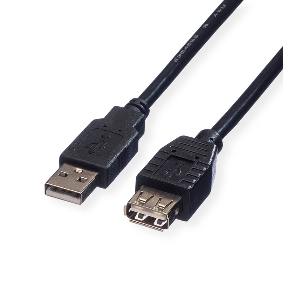 ROLINE USB 2.0 Verlängerungskabel, Typ A-A, ST/BU, schwarz, 1,8 m