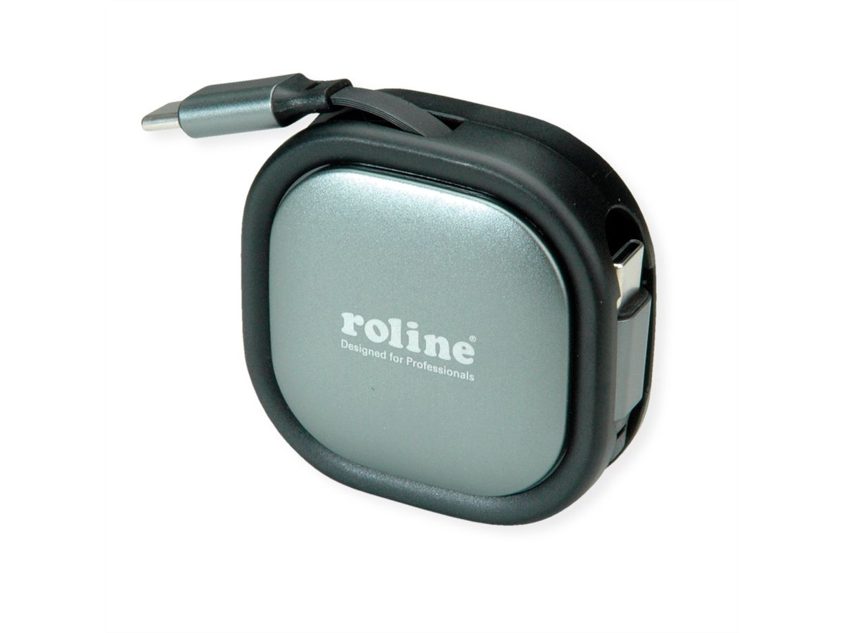 ROLINE USB 2.0 Aufrollbares Kabel, C-C ST/ST, schwarz, 1,2 m