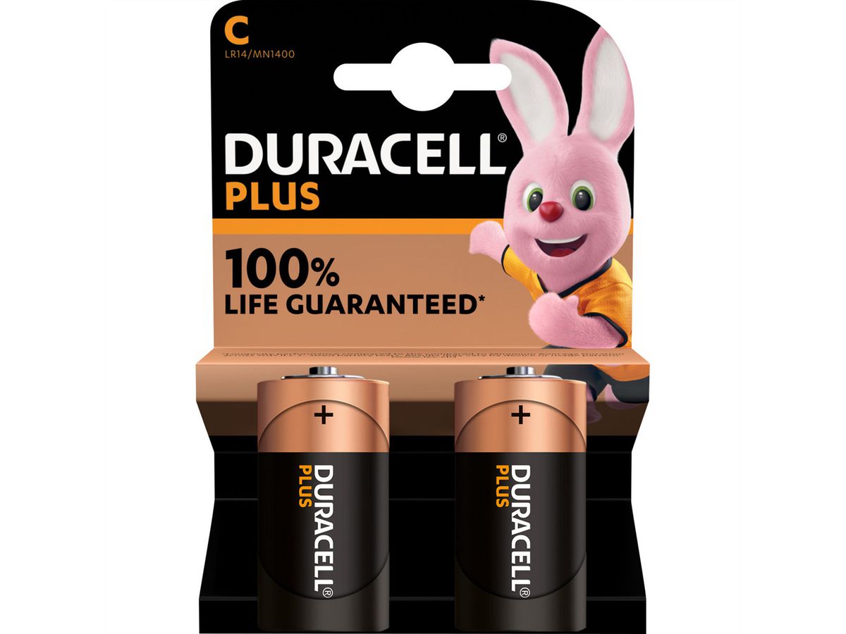 DURACELL Plus Extra Life, Typ C (LR14), 2er Pack