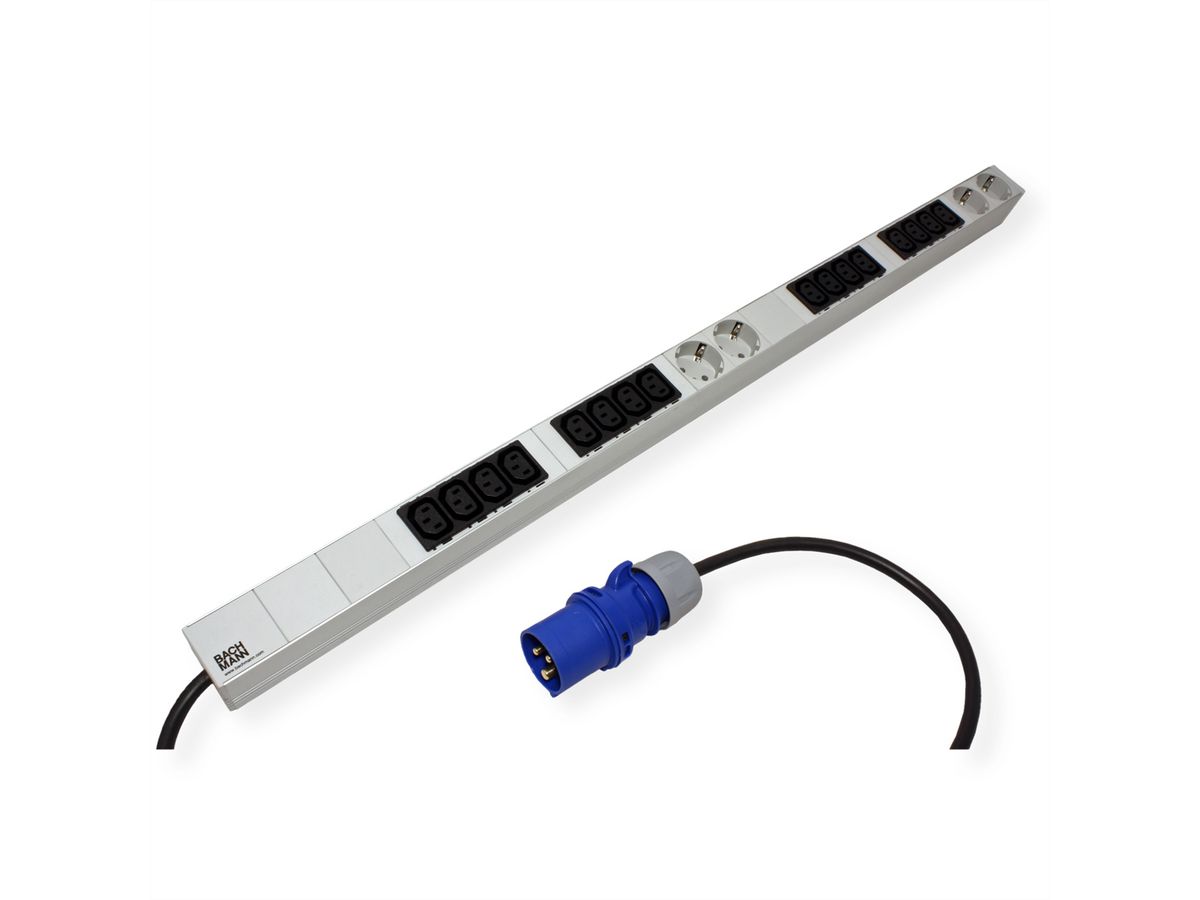 BACHMANN IT PDU ALU 1HE 16x C13 4x Schutzkontakt CEE 16A blau