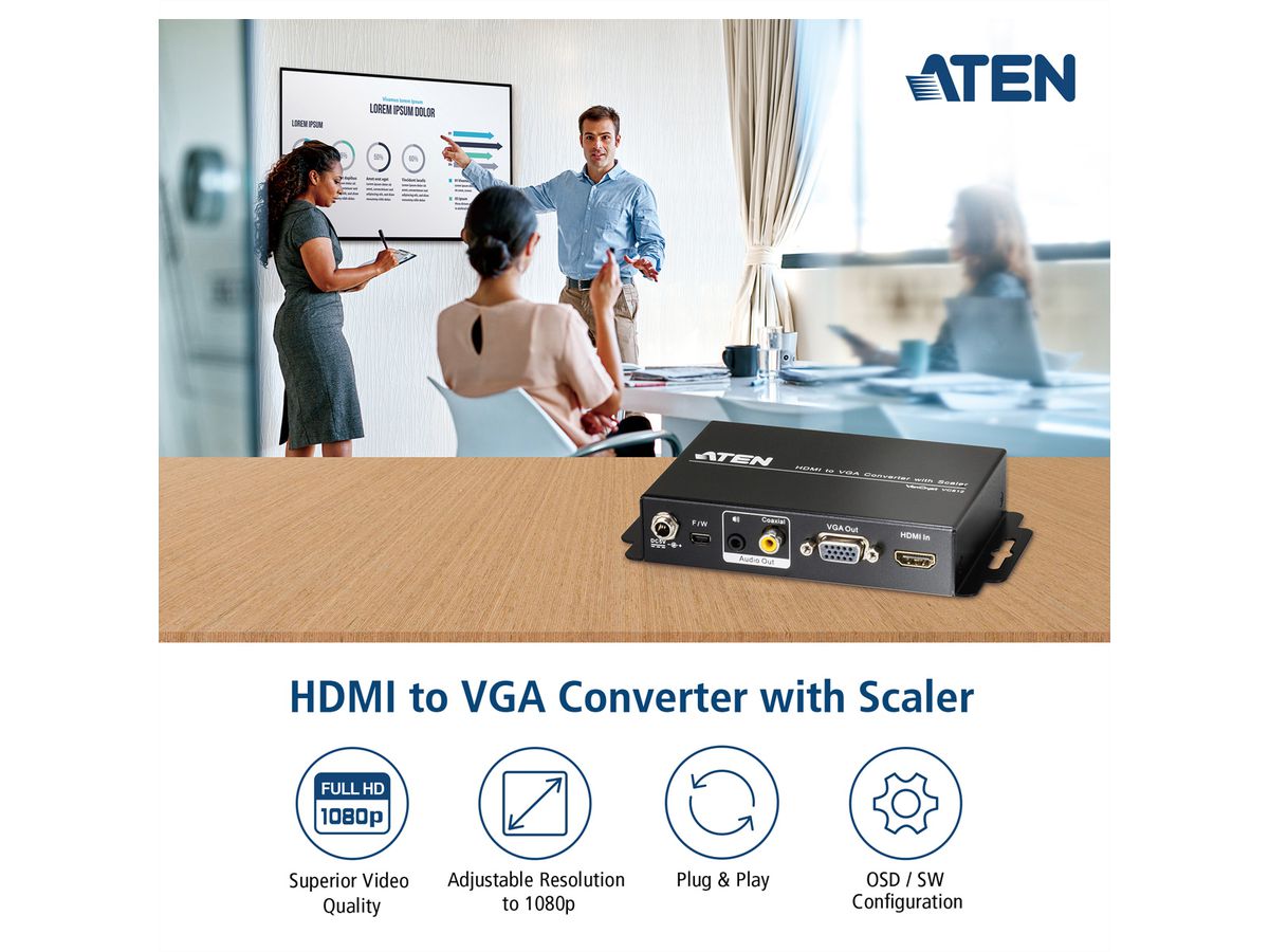 ATEN VC812 HDMI zu VGA Konverter mit Skalierfunktion