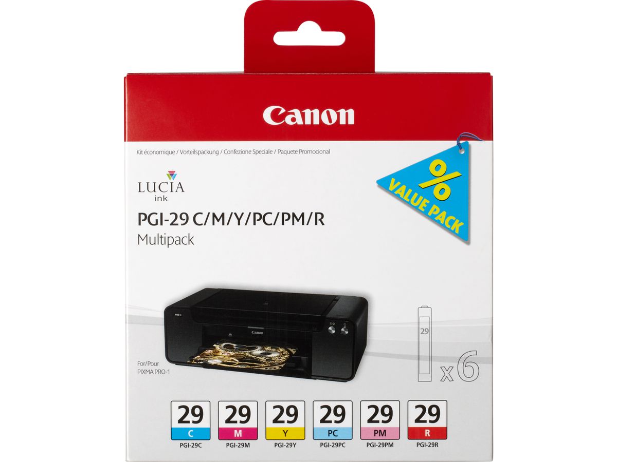 Canon PGI-29 C/M/Y/PC/PM/R Multipack mit 6 Tinten