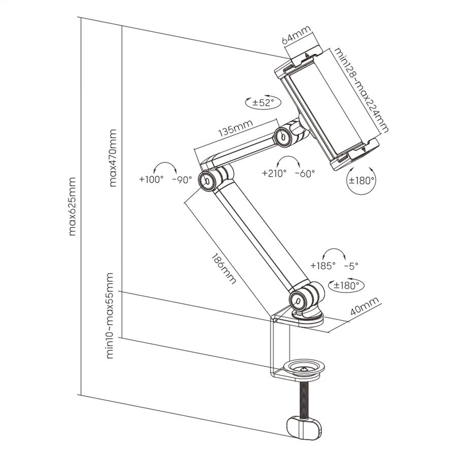 VALUE Universal-Tablet-Tischständer, Tischbefestigung