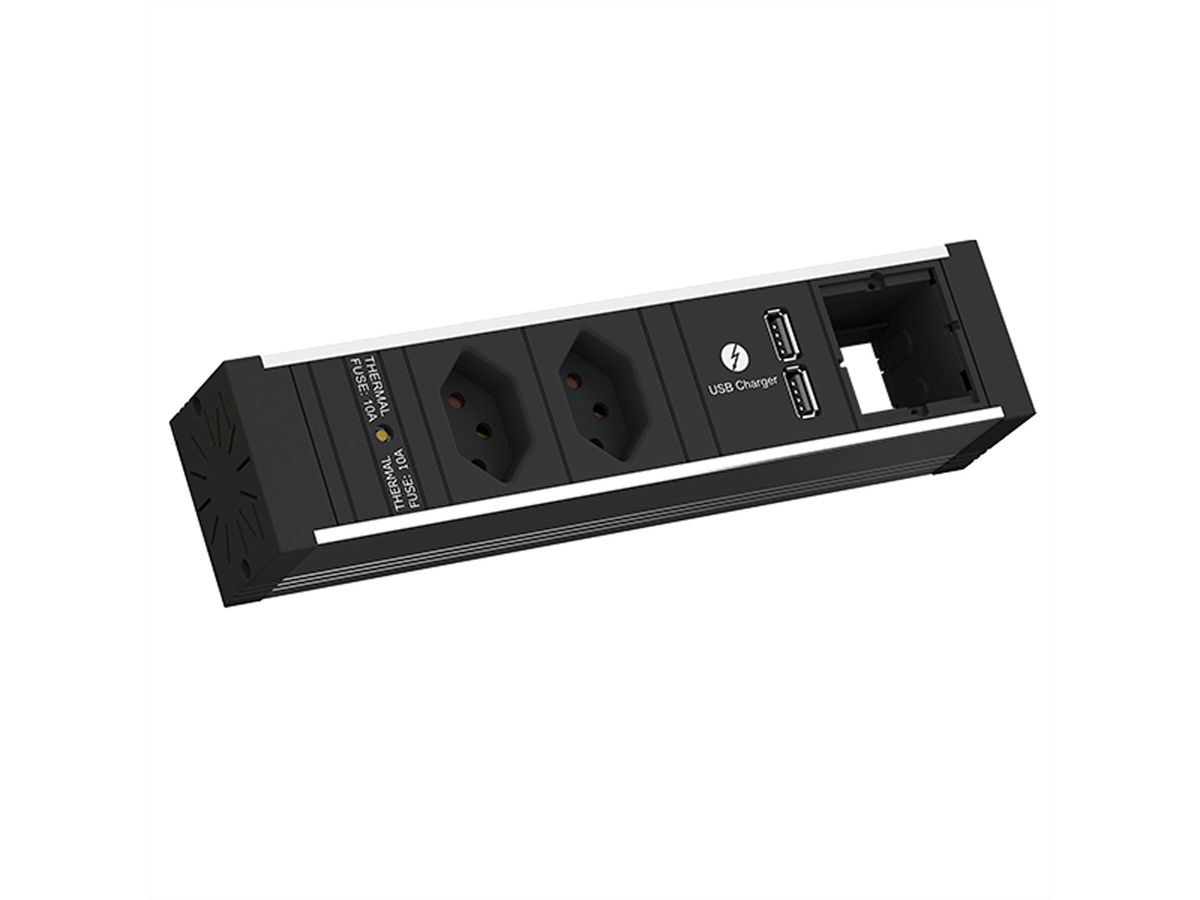 BACHMANN VENID 2xCH T13 1x USB Charger, Strom 0,2 GST18 schwarz Schweiz