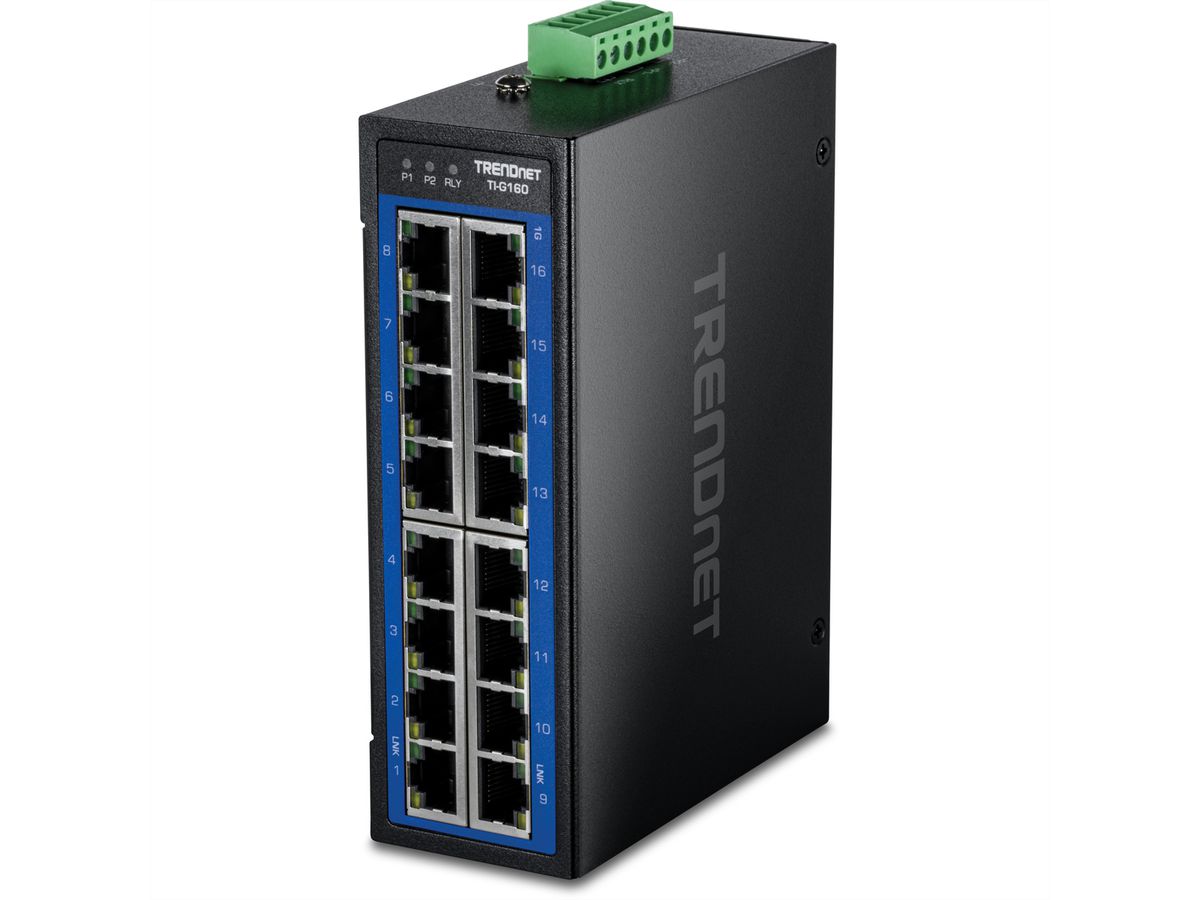 TRENDnet TI-G160 16-Port Gigabit Switch Industrial, DIN-Rail