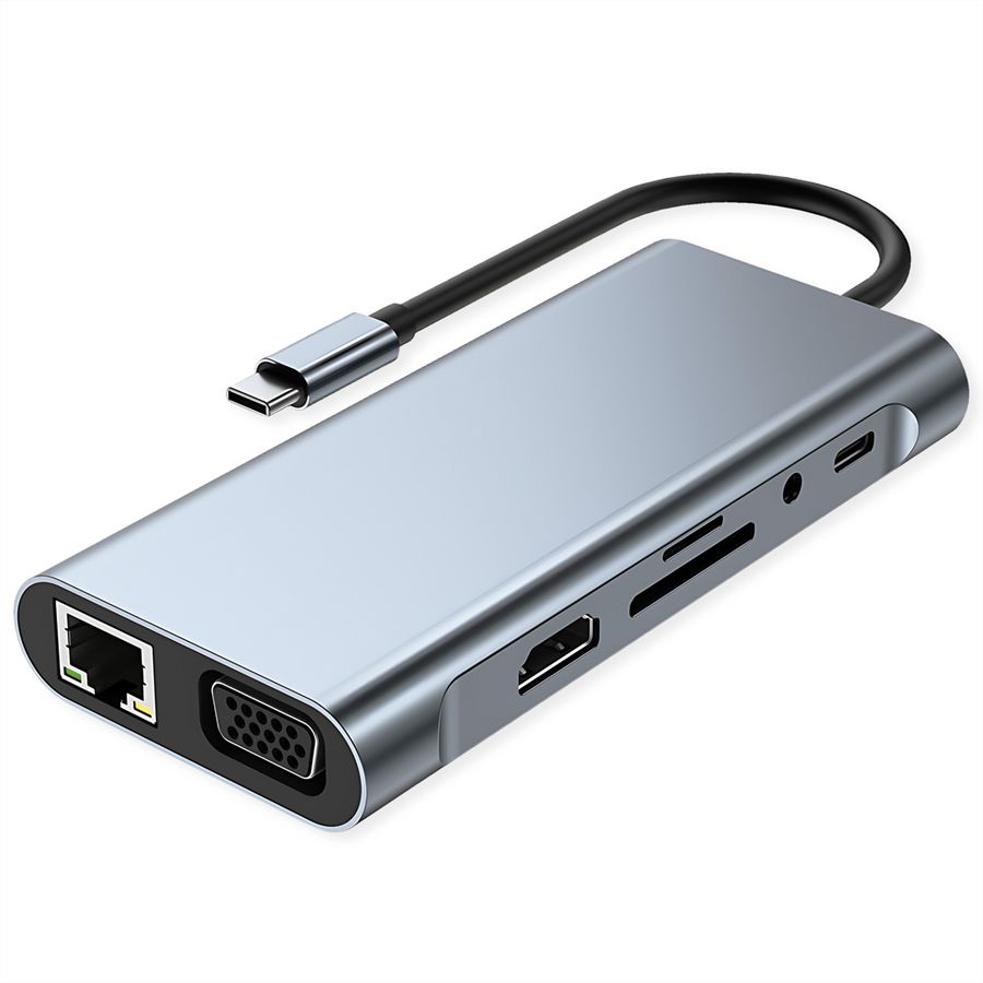 VALUE USB Typ C Docking Station, HDMI 4K60, 1x Gigabit Ethernet, 2x USB A + Typ C PD, 1x SD/microSD, 1x Audio