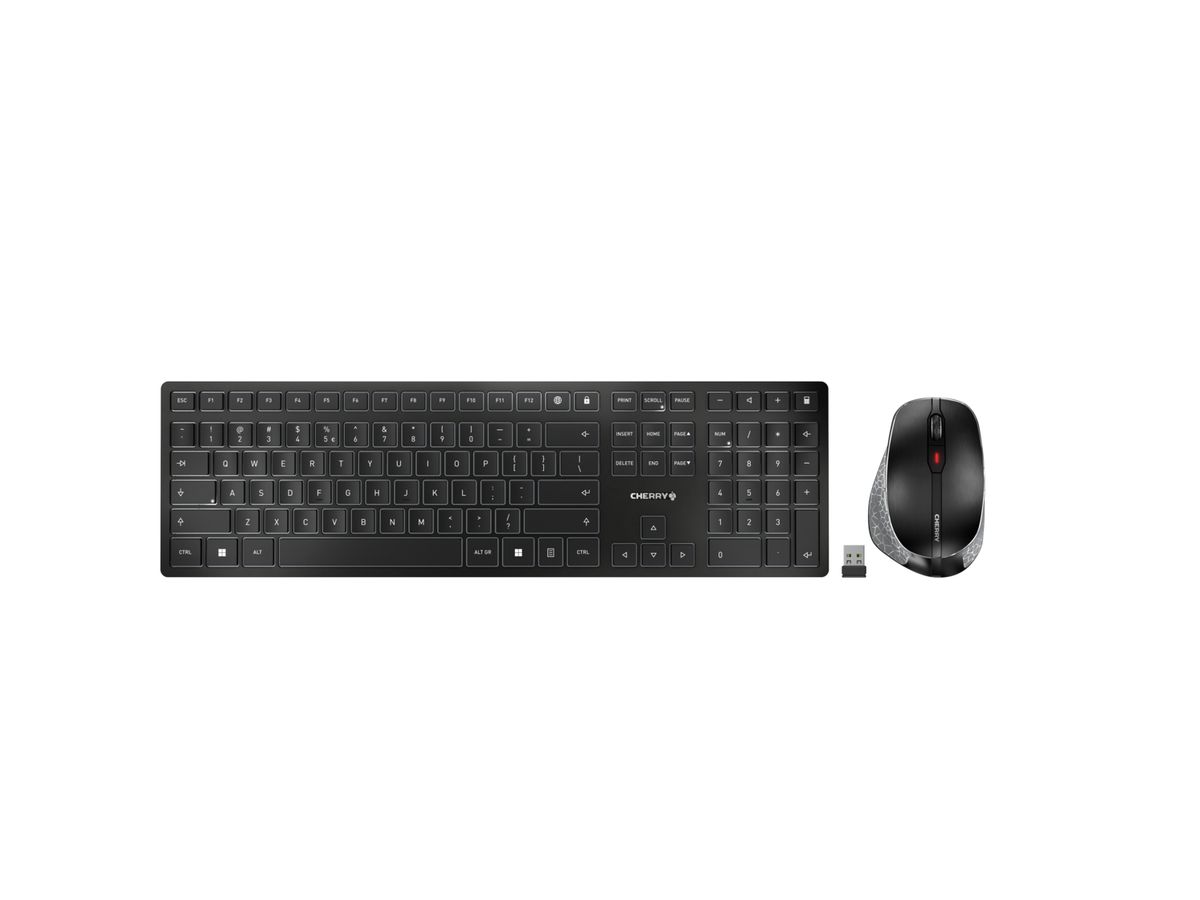 CHERRY DW 9500 SLIM Tastatur Maus enthalten Universal RF Wireless + Bluetooth QWERTY Englisch Schwarz, Grau