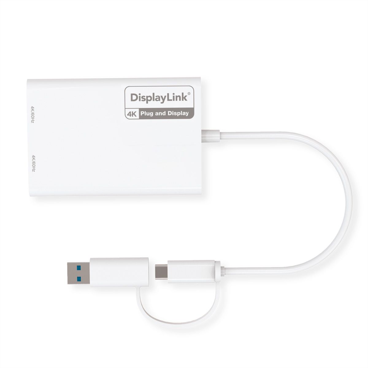 ROLINE Multi-DisplayLink Adapter USB Typ A+C - 2x HDMI, Multi-Stream 4K