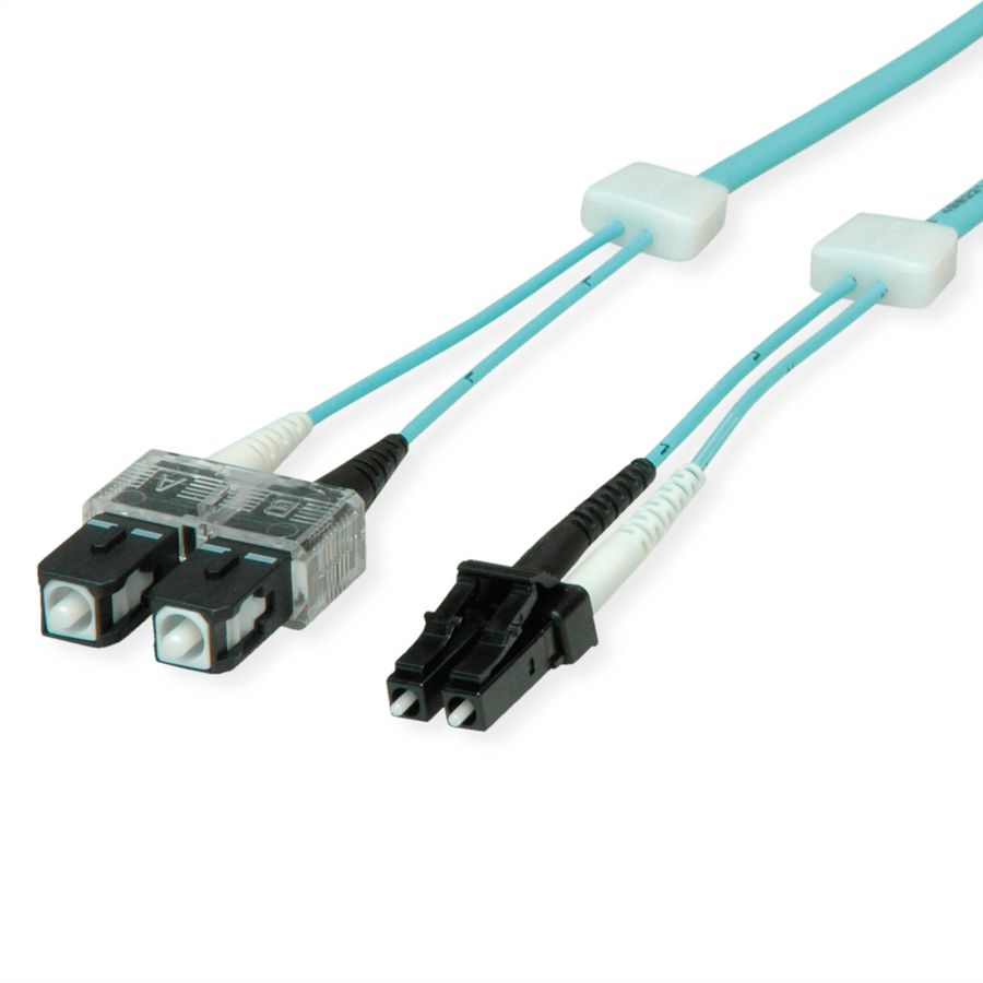EasyLan LWL-LED-Patchkabel duplex 50/125µm OM3, LC/SC, türkis, 2 m