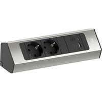 BACHMANN CASIA2 2xCEE7/3 1xUSB A/C 22W 2,0m AEH Edelstahl-Optik