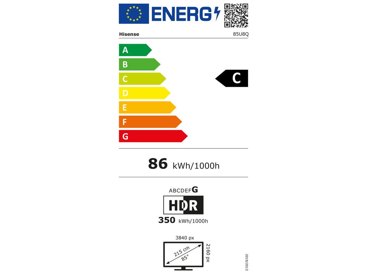 Hisense TV 85U8Q 85", Mini-LED 4K, 165Hz, 5'000 Nits