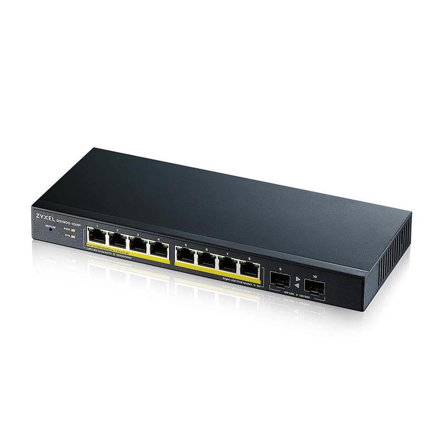 Zyxel GS1900-10HP Managed L2 Gigabit Ethernet (10/100/1000) Power over Ethernet (PoE) Schwarz