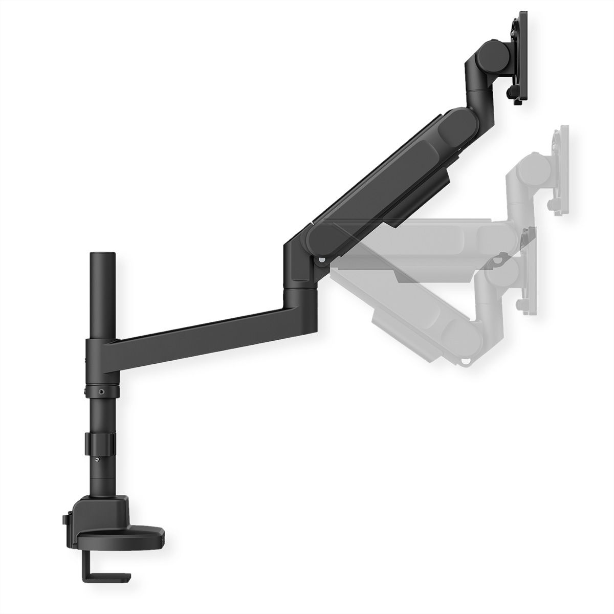 ROLINE Schwerlast-LCD-Arm, Trägerstange, 4 Gelenke, Tischmontage, bis 27 kg, schwarz
