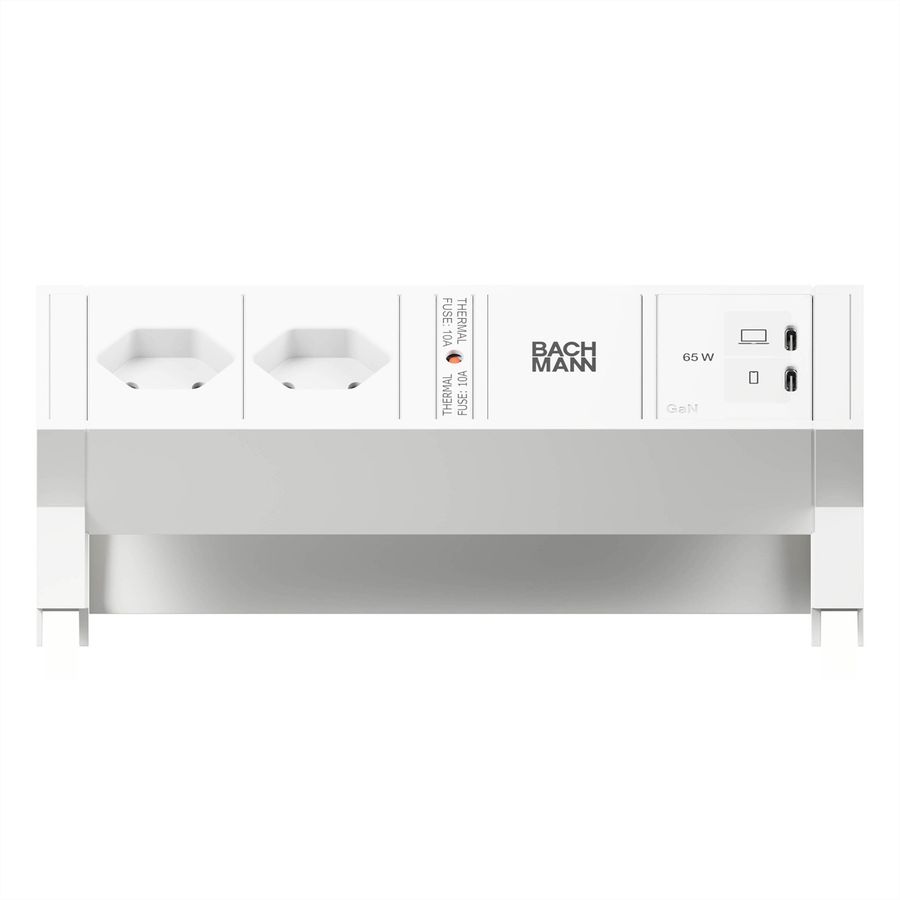 BACHMANN DESK2 white 2xCH 90°, 1xUSB C/C 65W L=0,2m RAL9010