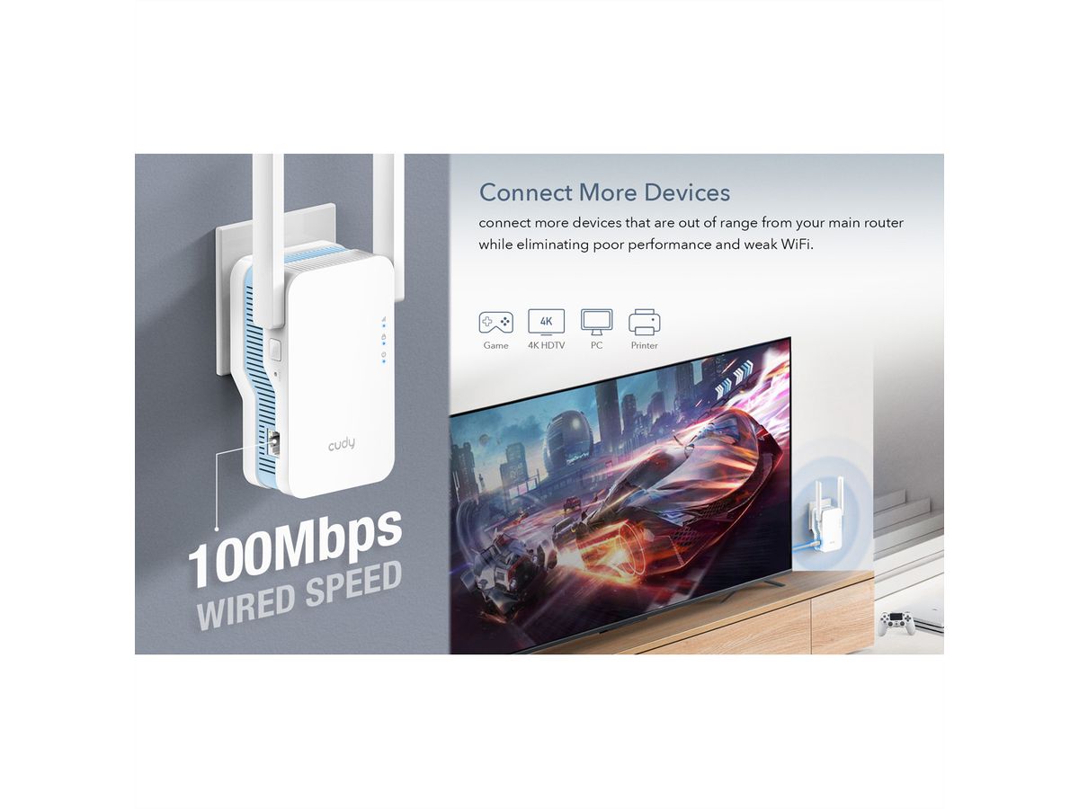 CUDY RE1200 AC1200 Wi-Fi Mesh Repeater