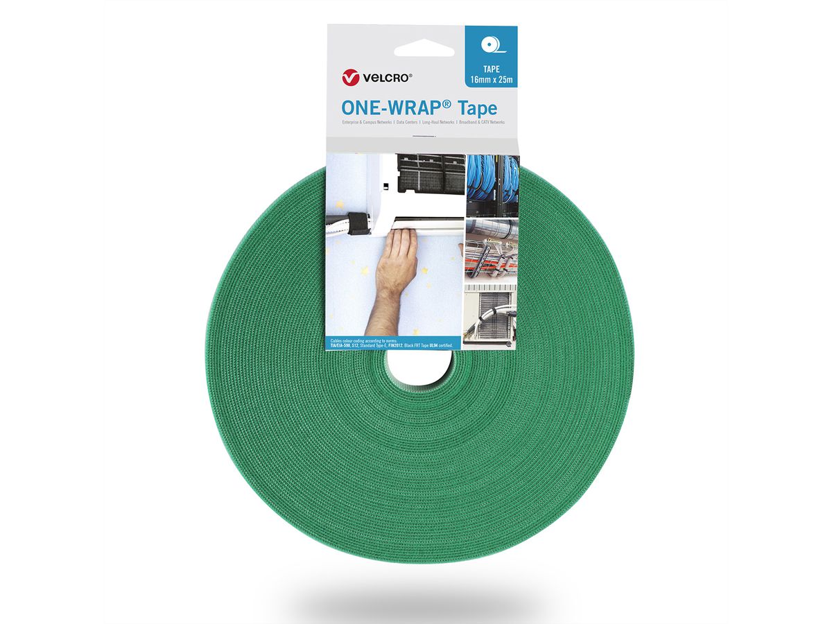 VELCRO® One Wrap® Band 10 mm breit, grün, 25 m