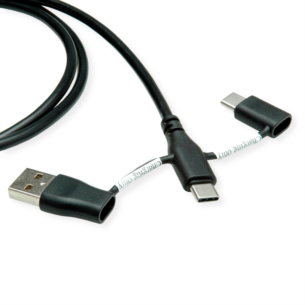 ROLINE USB 2.0 Kabel Typ C, ST/ST, mit Datenblockier-Adaptern Typ A+C, 1 m