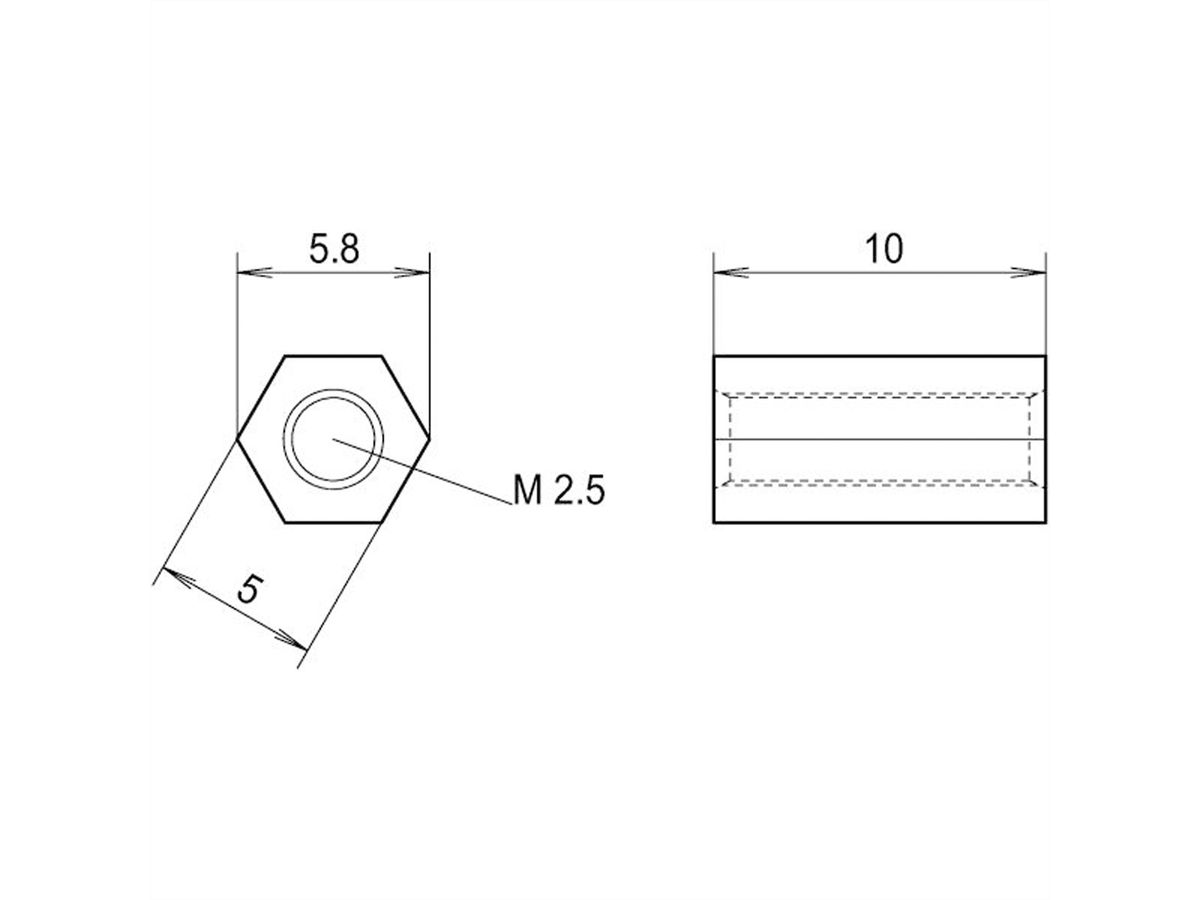 SCHROFF Abstandhalter zur Montage der PMC Mezzanine-Karten - ABSTANDHALTER GEW.B M2,5X10