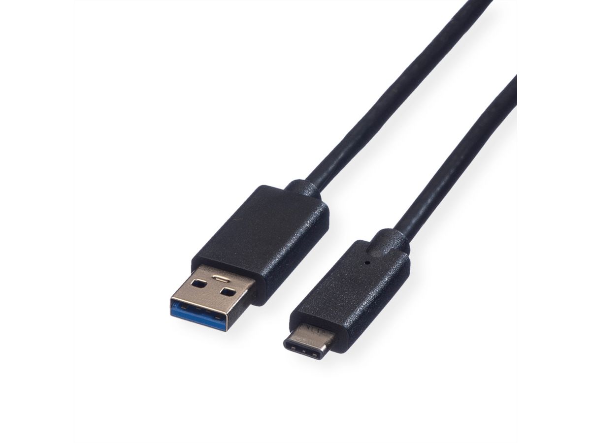 ROLINE GREEN USB 3.2 Gen 1 Kabel, A-C, ST/ST, schwarz, 0,5 m
