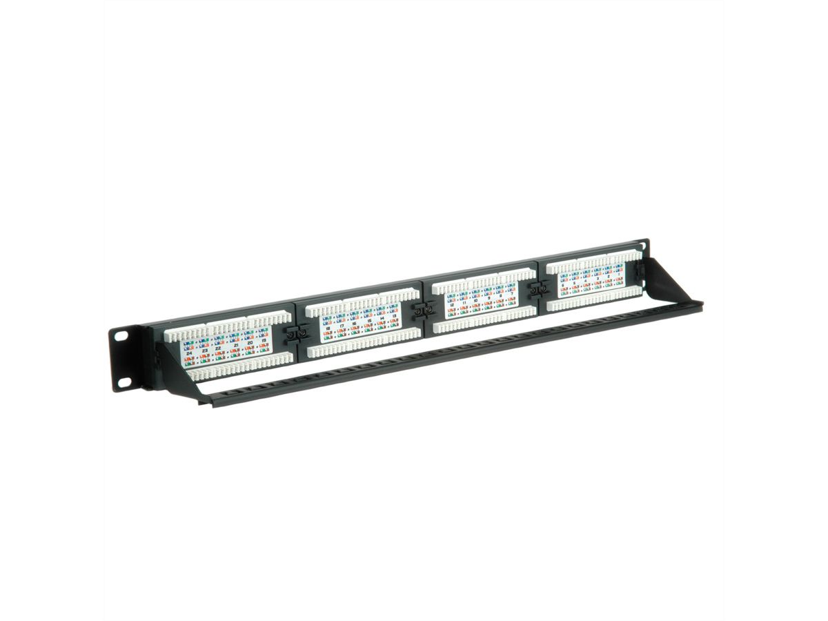 VALUE Kat.6A 19"-Patchpanel, 24 P, ungeschirmt, schwarz