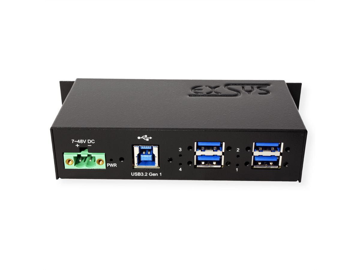 EXSYS EX-1185HMVS-2 4-Port Metall USB 3.2 Gen1 mit 15KV ESD Überspannungs-Schutz