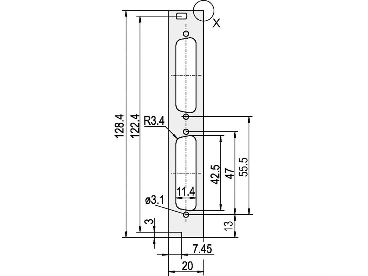 SCHROFF Frontplatten für D-Sub Steckverbinder - FRONTPR. 3HE 4TE 2X25 POLIG
