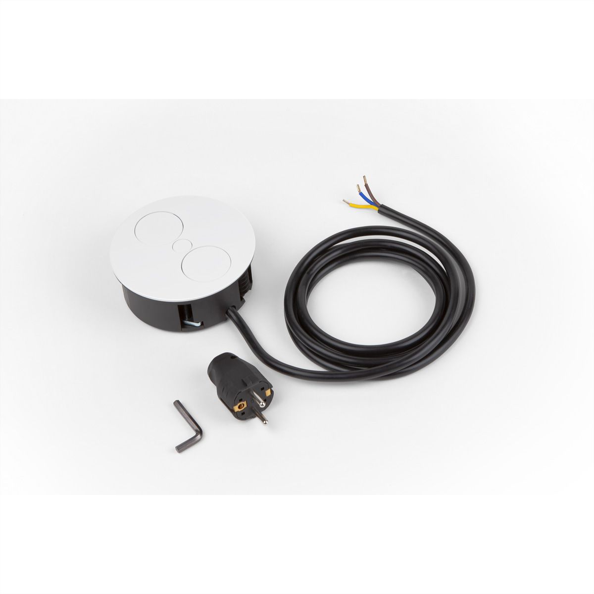 BACHMANN TWIST 1x Schutzkontakt, Aderendhülsen, USB-Charger, Schutzkontaktmontagestecker, weiß, 2 m