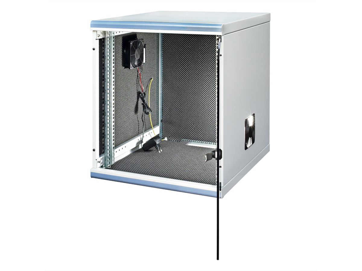 optiRACK "silent" aktiv 12HE, 612x555x600mm, schallgedämmt, Untertisch-Schrank