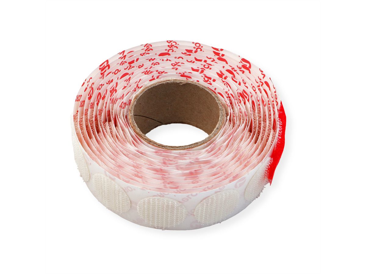 VELCRO® Klettpunkte Selbstklebend Nur Haken, 19mm x 125 Weiß