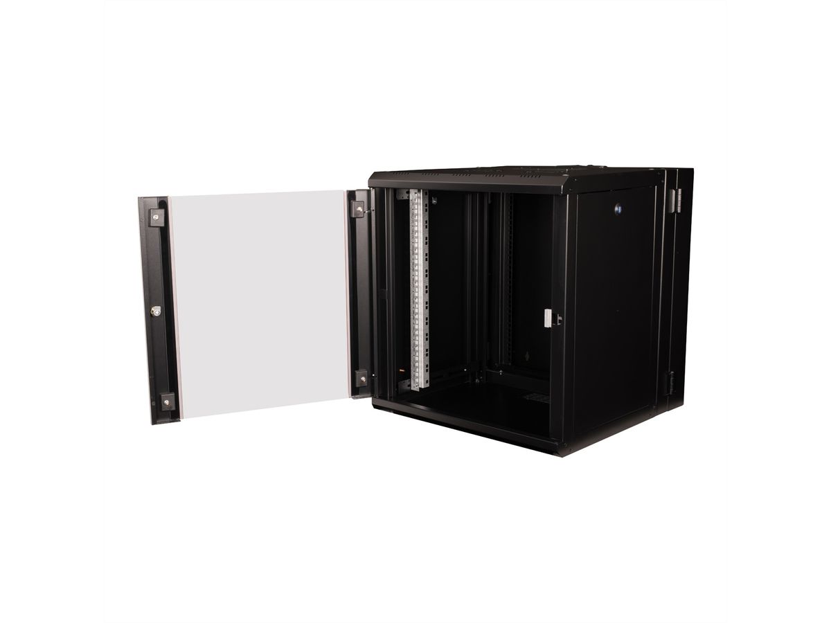 ROLINE 19-Zoll Wandgehäuse Pro 12 HE, 600x600 BxT zweiteilig schwenkbar schwarz