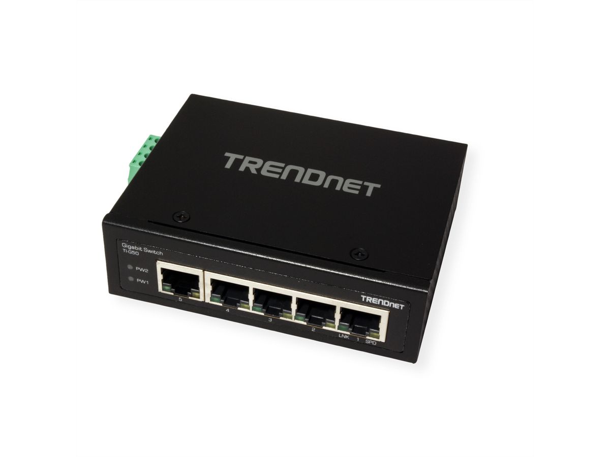 TRENDnet TI-G50 5-Port Gehärteter Industrieller Gigabit DIN-Rail Switch