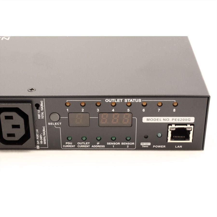 ATEN  PE6208G IP-Fernschaltsteckdose, 8 Port, 1HE, 7xC13, 1x C19 , 16A, Energiemessung