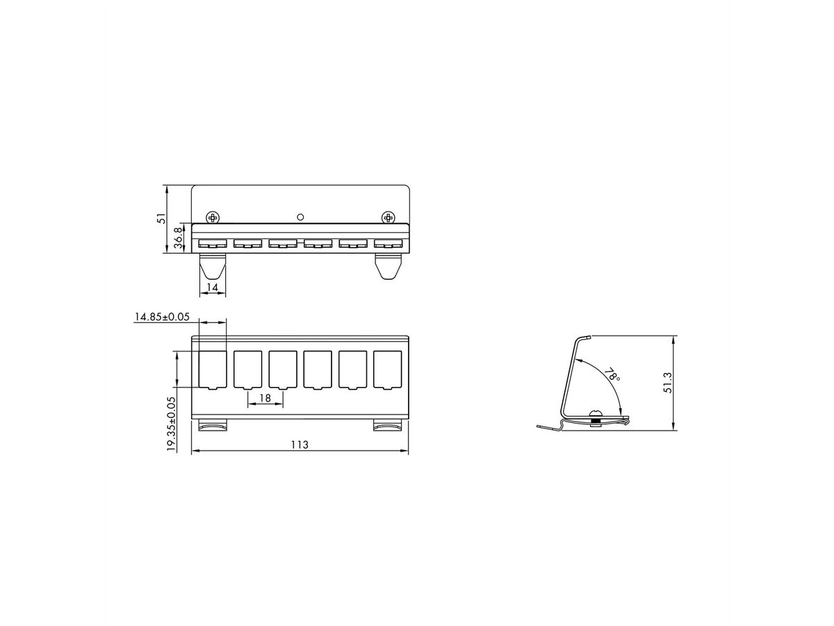 ROLINE Hutschienen-Adapter unbestückt, für 6 Keystones