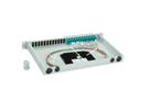 TELEGÄRTNER BASIS eco LWL-Panel mit Kupplungen & Pigtails, 12x SC Duplex, türkis, OM3, Grade C