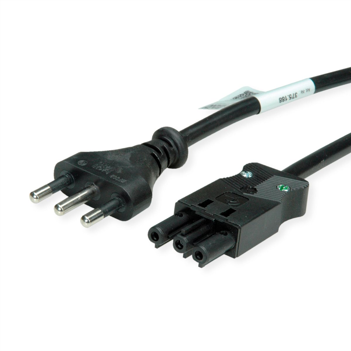 BACHMANN Zuleitung H05VV-F 3G1,5mm²  1,5m, Schwarz Italien P40 Stecker 16A Kupplung