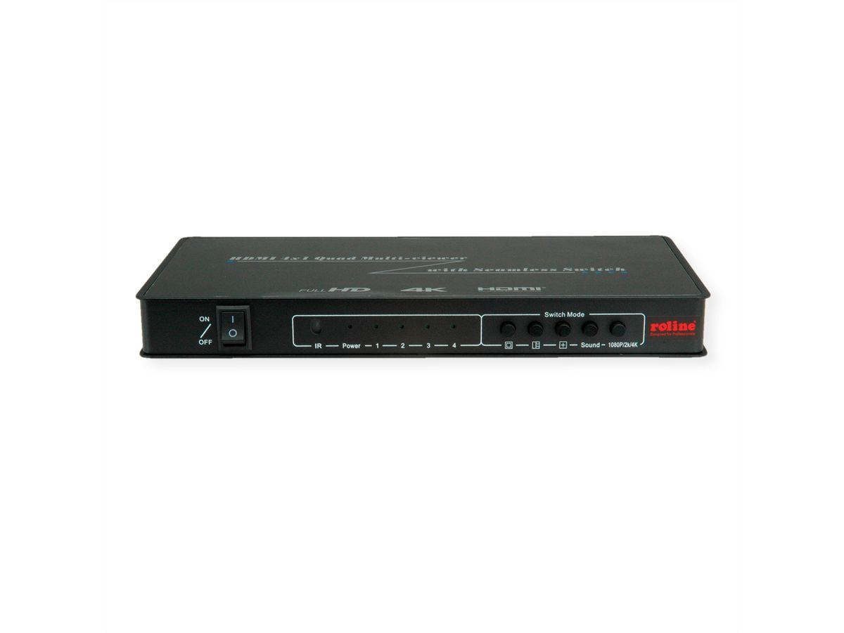ROLINE HDMI 4x1 QUAD Multi-Viewer Switch, nahtlose Umschaltung