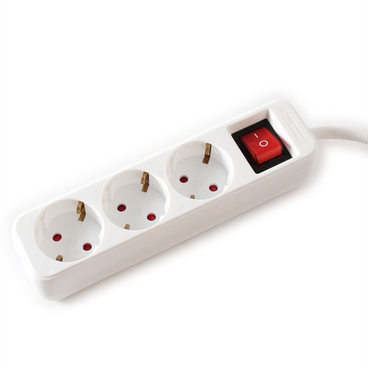 VALUE 3-fach Steckdosenleiste mit Schalter, weiß, 10 m