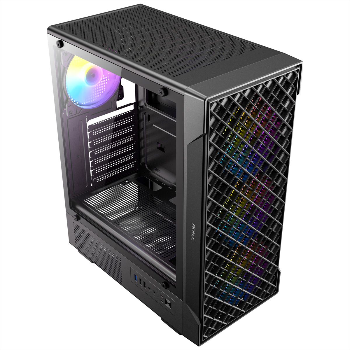 ANTEC VX-320 ARGB ATX, Micro-ATX, ITX Mid Tower Gaming PC Gehäuse, schwarz