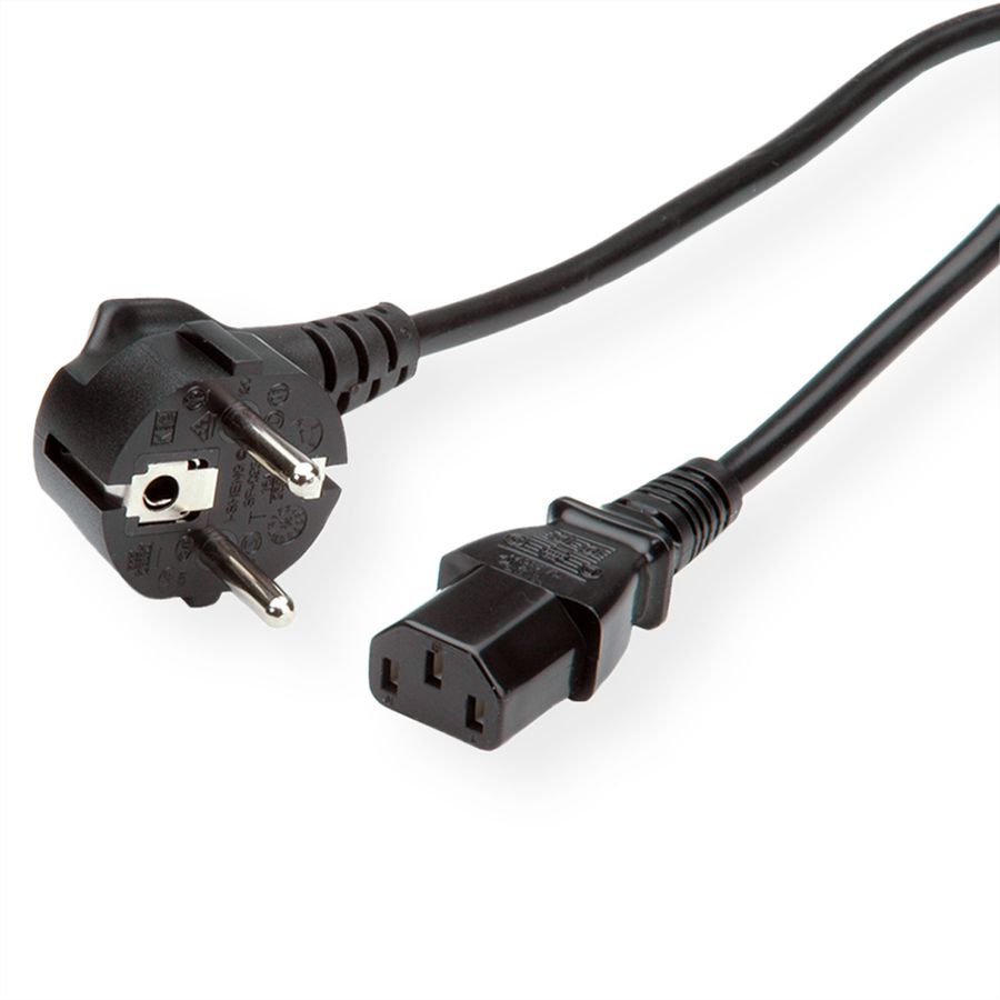 ROLINE GREEN Netzkabel, gerade IEC-Buchse, schwarz, 1,8 m