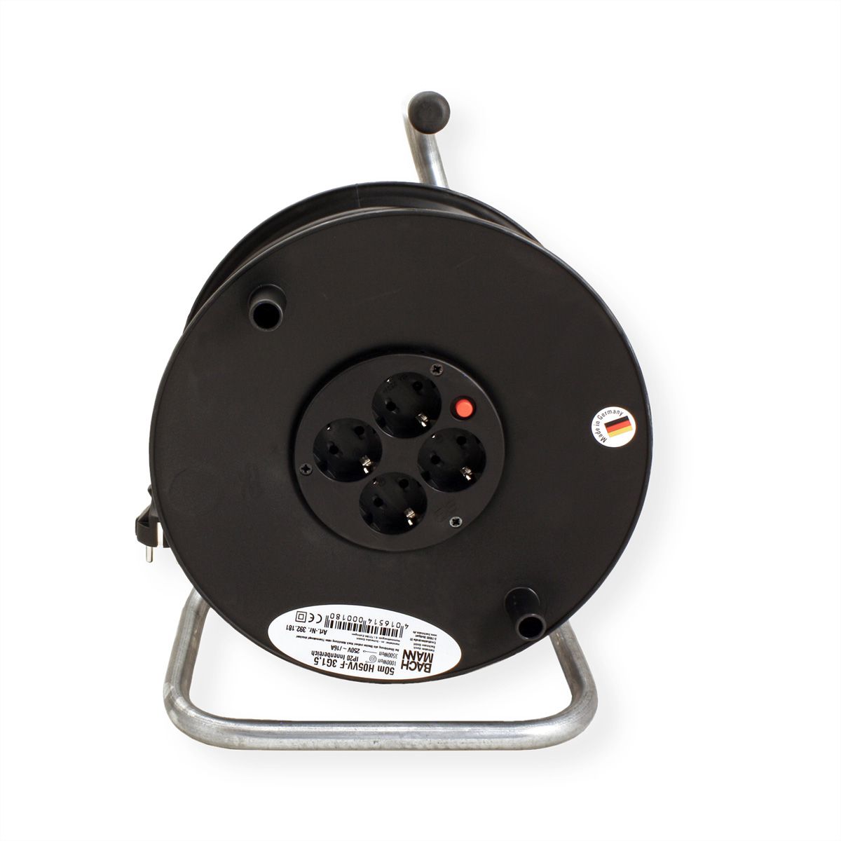 BACHMANN Schutzkontakt-Aufrollkabeltrommel 4fach 230VAC, 50 m